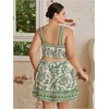 image:imageWomens Plus Size 2 Piece Summer Vacation Boho Outfit Tropical Camisole Top with Mini Skirt SetGreen