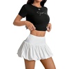image:imageFloerns Womens Cute Bubble Ruched Puffy A Line Mini Skirt Athletic SkortWhite