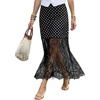 image:imageFloerns Womens Elegant High Waisted Lace Skirt See Through Business Casual Work Maxi SkirtBlack Polka Dots