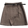 image:imageFloerns Womens Elegant Houndstooth Mini Skirt Button Front Business Casual Fall Skirts with BeltBrown Multi