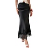 image:imageFloerns Womens Elegant Lace Satin Skirt Fishtail Pencil Party Cocktail Long SkirtsBlack
