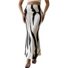 image:imageFloerns Womens Elegant Ruched High Waisted Bodycon Going Out Maxi SkirtApricot Black