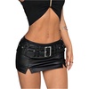 image:imageFloerns Womens Faux Leather Low Rise Slit Rave Concert Pencil Mini SkirtsBlack
