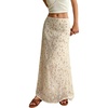 image:imageFloerns Womens Floral Embroidered Maxi Skirt Low Rise Boho A Line SkirtsYellow