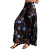 image:imageFloerns Womens Floral Long Skirt Elastic Waist Pleated Beach Vacation Summer SkirtsBlack