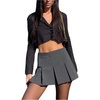 image:imageFloerns Womens High Waisted Pleated Tennis Skirt Uniform Skater Skirt Built in ShortsGrey