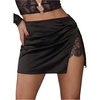 image:imageFloerns Womens Lace Satin Ruched Mini Skirts Low Rise Slit Bodycon Club Night Out Short SkirtBlack