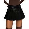 image:imageFloerns Womens Leather Pleated Skirt Fall Outfit Club Night Out Mini Skater SkortsBlack