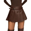 image:imageFloerns Womens Leather Pleated Skirt Fall Outfit Club Night Out Mini Skater SkortsCoffee Brown