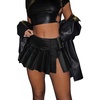 image:imageFloerns Womens Metallic Mini Skirt Low Rise Buckle Detail Zipper Slit Short Pleated SkirtBlack