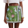 image:imageFloerns Womens Ocean Print Boho Skirt High Waisted Wrap Tie Side Vacation Mini SkirtsGreen