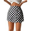image:imageFloerns Womens Plaid Asymmetrical High Waisted Bodycon Pencil SkirtsBlack White Gingham