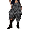 image:imageFloerns Womens Plaid Asymmetrical Midi Skirt Low Waist Handkerchief SkirtsBlue