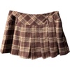 image:imageFloerns Womens Plaid Mini Skirts Pleated Hem Uniform Skater Skirt Built in ShortsKhaki