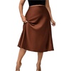 image:imageFloerns Womens Plus Size Elegant A Line Midi Skirts High Waisted Satin Date Night Formal Evening SkirtChocolate Brown