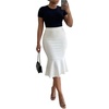 image:imageFloerns Womens Plus Size Elegant High Waisted Fishtail Pencil Midi SkirtWhite