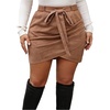 image:imageFloerns Womens Plus Size Faux Suede Wrap Mini Skirts Western Cowgirl Belted Bodycon Skirts Country Concert OutfitBrown