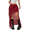 image:imageFloerns Womens Plus Size Lace Tiered Asymmetrical Ruffle Long Maxi SkirtsBurgundy