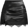 image:imageFloerns Womens Plus Size Satin Lace Trim Patchwork Sexy Mini SkirtBlack Satin Solid
