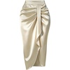 image:imageFloerns Womens Plus Size Satin Skirt Ruched Business Pencil Midi SkirtsApricot