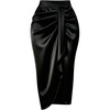 image:imageFloerns Womens Plus Size Satin Skirt Ruched Business Pencil Midi SkirtsBlack