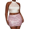 image:imageFloerns Womens Plus Size Sequin Mini Skirt Sparkly Party Night Out SkirtPink