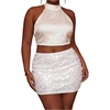 image:imageFloerns Womens Plus Size Sequin Mini Skirt Sparkly Party Night Out SkirtWhite