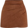 image:imageFloerns Womens Plus Size Suede Skirt Fall Winter Ruched Wrap Front Mini SkirtsBrown