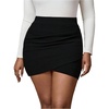 image:imageFloerns Womens Plus Size Wrap Mini Skirt Ruched High Waisted Bodycon Business Casual SkirtsBlack