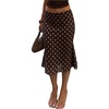 image:imageFloerns Womens Polka Dots Midi Skirt Low Rise Fishtail Going Out SkirtsBrown