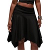 image:imageFloerns Womens Ruched Low Rise Midi Skirt Asymmetrical Night Out SkirtsBlack