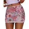 image:imageFloerns Womens Sequin Beaded Mini Skirt Lace Trim Glitter Bodycon SkirtsPink