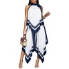 image:imageFloerns Womens Striped Long Skirt Asymmetrical Ruffle Work Flowy SkirtsBlue