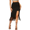 image:imageFloerns Womens Twist Knot Bodycon Fringe Skirt High Waisted Night Out Split Midi SkirtsBlack