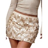 image:imageFloerns Womens Y2K Sparkly Sequin Low Rise Bodycon Going Out Mini SkirtApricot
