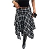 image:imageFloerns Womens Y2k Plaid Midi Skirt Asymmetrical Hem Low Rise Flowy SkirtBlack White Multi
