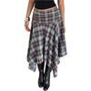 image:imageFloerns Womens Y2k Plaid Midi Skirt Asymmetrical Hem Low Rise Flowy SkirtBlue