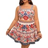 image:imageWomens Plus Size 2 Piece Summer Vacation Boho Outfit Tropical Camisole Top with Mini Skirt SetBeige Multi
