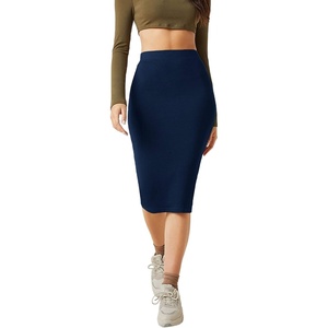 image:imageFloerns Womens All Over Print High Waist Elegant Bodycon Pencil Midi SkirtNavy Blue