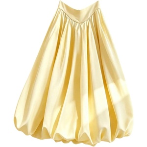 image:imageFloerns Womens Cute Bubble Hem Long Skirt Elastic Waist Ruffle Summer A Line SkirtsYellow