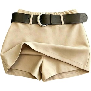 image:imageFloerns Womens Elastic High Waisted Mini Skorts Skirt with Built in Shorts Business Casual OutfitsKhaki