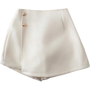 image:imageFloerns Womens Elegant Button Mini Wrap Skorts Straight Leg Dressy Casual Skirt ShortsApricot