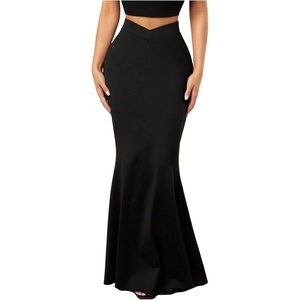 image:imageFloerns Womens Elegant High Waisted Fishtail Bodycon Going Out Maxi SkirtBlack