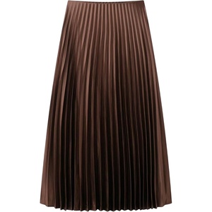 image:imageFloerns Womens Elegant Pleated Skirt Mid Waist Dressy Casual Shirring Long SkirtCoffee Brown