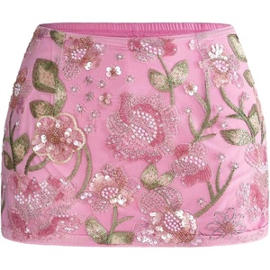 image:imageFloerns Womens Floral Embroidery Sequin Skirt Vintage Low Rise Mini SkirtPink