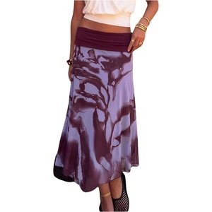 image:imageFloerns Womens Floral Long Skirt Low Rise Mesh Asymmetrical Maxi SkirtsPurple