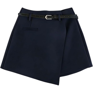 image:imageFloerns Womens High Waist Asymmetrical Wrap Skort A Line Casual Mini SkirtDark Blue