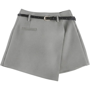 image:imageFloerns Womens High Waist Asymmetrical Wrap Skort A Line Casual Mini SkirtGrey