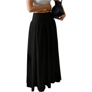image:imageFloerns Womens High Waisted Flowy Skirt Trendy Flared A Line Maxi SkirtBlack