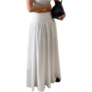 image:imageFloerns Womens High Waisted Flowy Skirt Trendy Flared A Line Maxi SkirtWhite